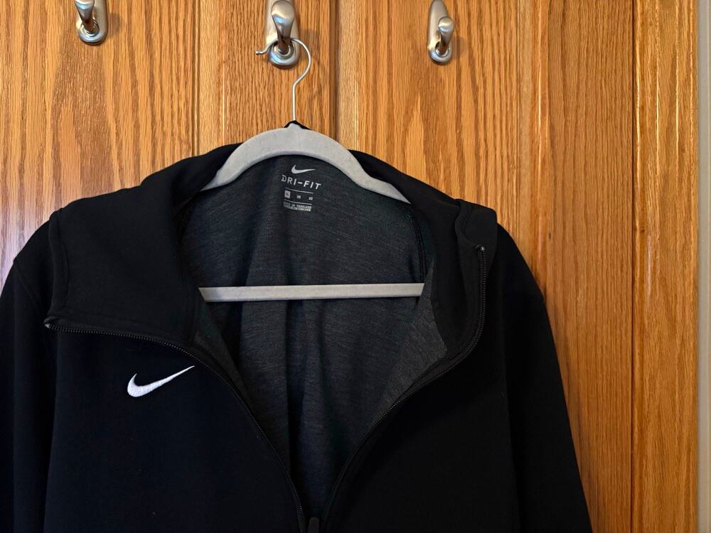 Nike Dri-FIT Men's Black Full-Zip Hooded Basic Jacket Polyester, XL